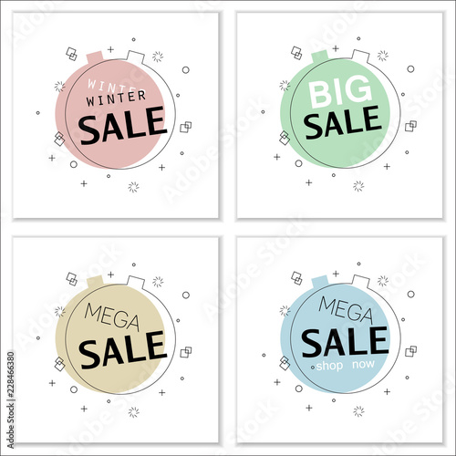 Set Of Trendy Flat Geometric Vector Banners For Big Sales