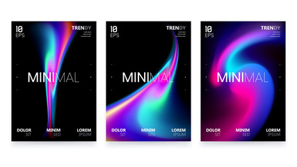 Wall Mural - abstract vivid colorful a4 posters set. trendy fluid gradient