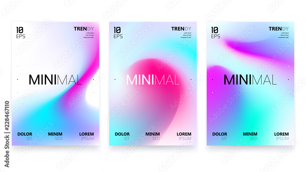 Abstract Vivid Colorful A4 Posters Set. Trendy Fluid Gradient - obrazy, fototapety, plakaty 