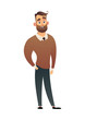Character man in shirt and sweater vector illustration cartoon style