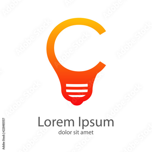 Letra C En Bombilla En Color Naranja Buy This Stock Vector