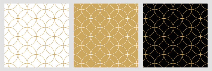Seamless abstract modern geometric circle line pattern for elegant golden christmas background