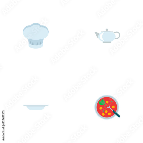 Set Of Kitchen Icons Flat Style Symbols With Cooking Cap Plate Soup And Other Icons For Your Web Mobile App Logo Design Buy This Stock Vector And Explore Similar Vectors At