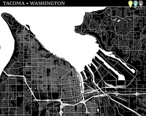 Wall Mural - Simple map of Tacoma, Washington