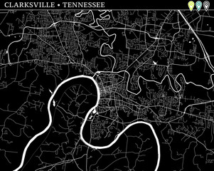 Simple map of Clarksville, Tennessee