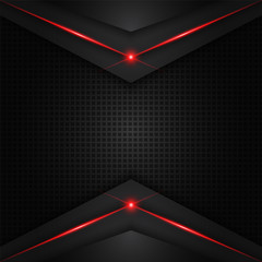 Poster - abstract metallic red shiny color black frame layout modern tech design vector template background