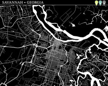 Simple Map Of Savannah, Georgia