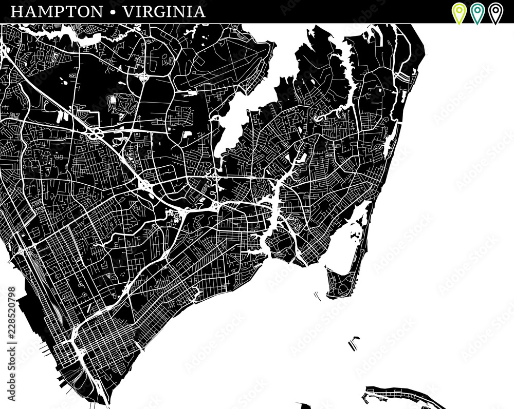Hampton Vector Simple map of Hampton, Virginia Stock Vector | Adobe Stock