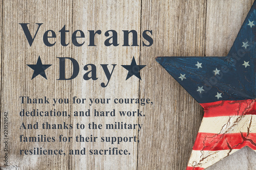 Fotografie, Obraz Veterans Day message with retro USA star