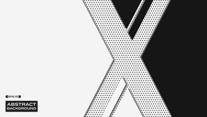 Fototapete - abstract of white and black paper cut on dot pattern background, vector eps10