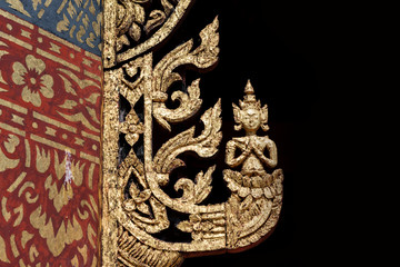 Native Thai style carving decorated at the temple in Thailand