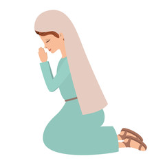 Wall Mural - cute mary virgin praying character