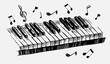 Sketch of piano keys. Hand drawn illustration converted to vector