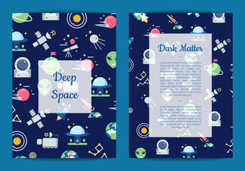 Poster - Vector flat space icons card or flyer template illustration. Banner and poster isolated