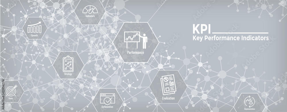 KPI - Key Performance Indicators Web Header Banner and Icon set Stock ...