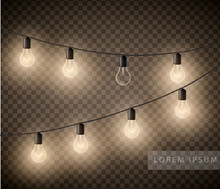 Set Of Light Bulbs Garlands On Transparent