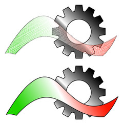 Poster - Logo Gear with italian ribbon - Vector