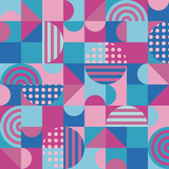 Aufkleber - Abstract colorful of geometric shapes pattern.Pink and blue texture trendy design for poster and cover template background. Vector illustration