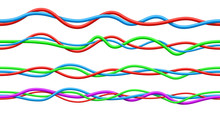 Set Of Twisted Realistic Colored Electrical Wires. Seamless Vector Texture On White Background.
