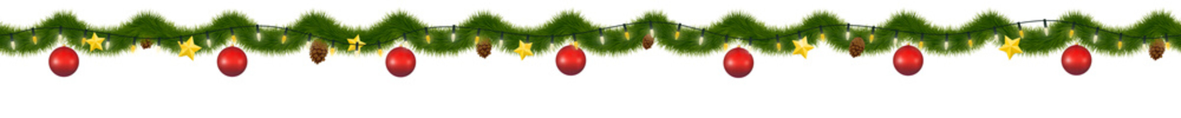 Green Christmas garland for decoration and web sites.