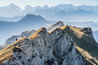canvas print picture - Schrattenfluh  mit Hengst und Schibengütsch, Gebirgskette im Berner Oberland, Schweizer Alpen, Entlebuch, Schweiz