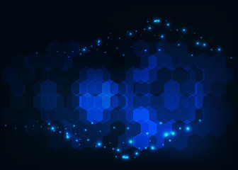 Wall Mural - Abstract futuristic science background with hexagonal molecules structure and glowing atoms.