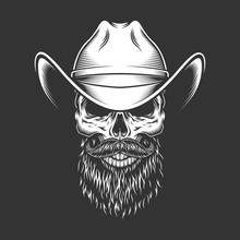 Monochrome Skull In Cowboy Hat