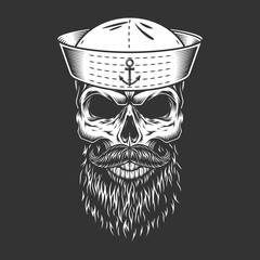 Sticker - Vintage mariner skull in sailor hat