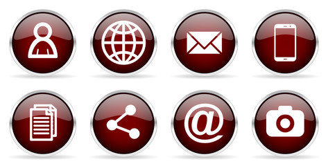 Fototapete - email smartphone share contact camera globe user social media silver metallic vector icons