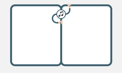 Poster - Two text boxes for your text. Hands holding music symbol