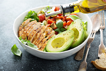Wall Mural - Caprese lunch bowl with grilled chicken