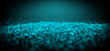 Glowing Sparkling Blue Tiny Particles Glitter Cloud On Dark Empty Background For Text With Shallow Dof Focus 3D Rendering
