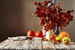 Autumnal table with free space for an advertising product 