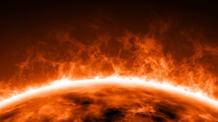 Wall Mural - burning beautiful orange sun close-up