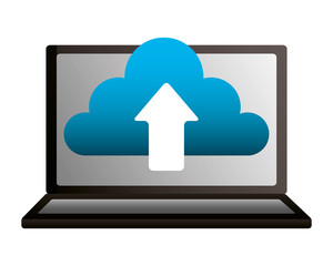 Canvas Print - laptop cloud computing upload data