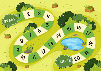 Canvas Print - Simple green nature board game template