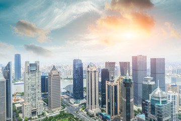  Aerial view of the Shanghai skyline