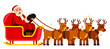 Santa Claus riding red nose reindeer sleigh on Christmas vector illustration