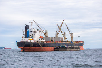 Marine cargo ship at Gulf of Thailand. Chonburi province , Thailand