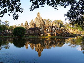 Wall Mural -  Reflection of Bayon temple, at Angkor wat ,Cambodia	