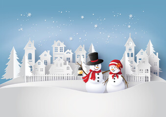 snow man in the village