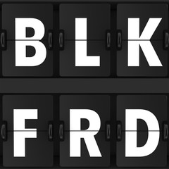 Fototapete - Airport Announcement Flip Mechanical Timetable with Black Friday Sign. 3d Rendering