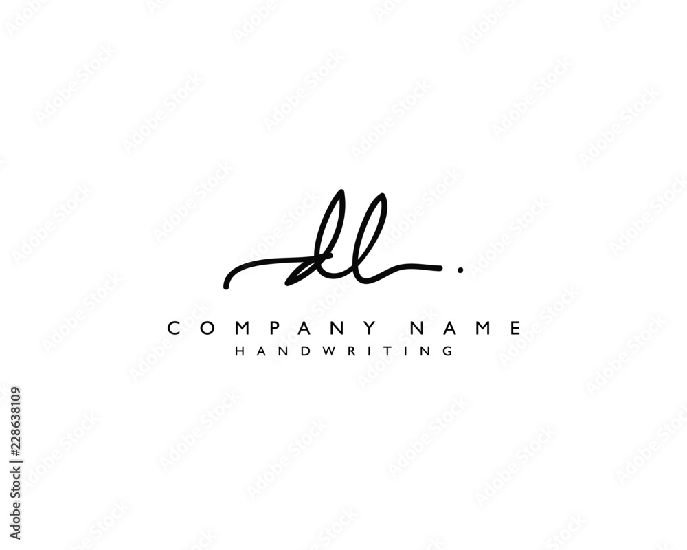 D L Initial handwriting logo - obrazy, fototapety, plakaty 