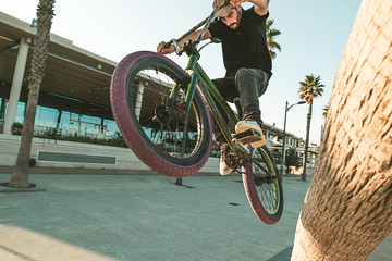 Wall Mural - Bmx bike rider riding on the street.Bmx freestyle