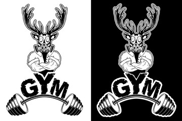 Wall Mural - Vector design for a gym with an abstract depiction of a strong deer.