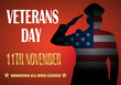 Creative poster design for veterans day with text. Honoring all who served. November 11