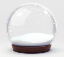 Empty Snowball Decoration Isolated On White Background, Glass Ball Winter Seasonal Christmas Decoration 3d Illustration Render 