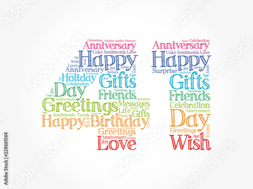 Fotografia Happy 41st birthday word cloud collage concept