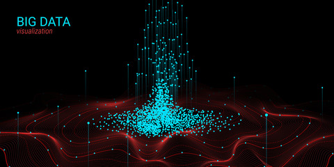 Wall Mural - wave 3d big data visualization. analysis infographic.