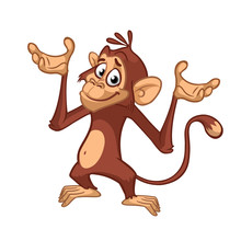 Cute Cartoon Monkey Chimpanzee. Vector Illustration Of A Monkey